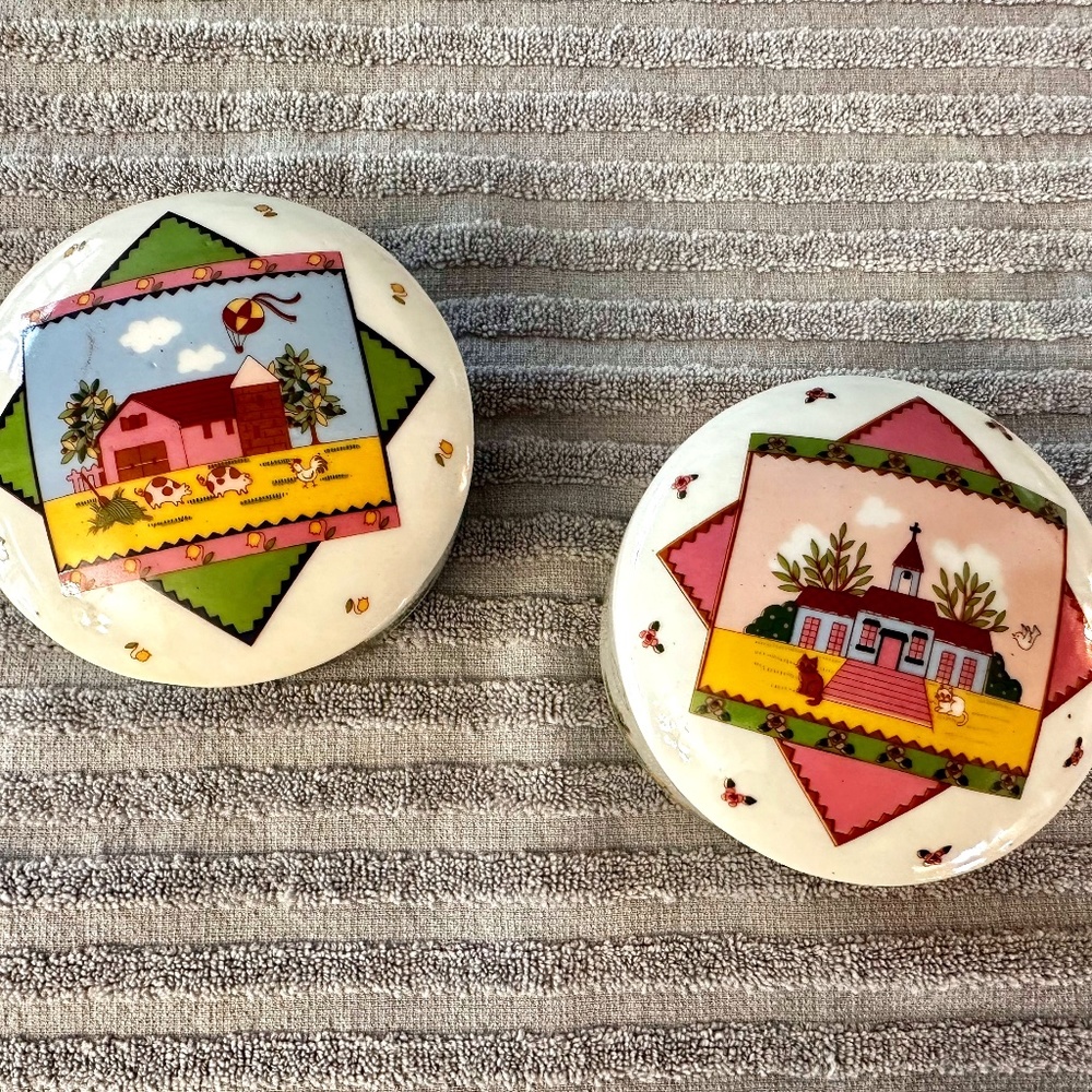 Trinket Boxes By Studio Nova, Country Town and Country Life Designs, ~3-3/4"